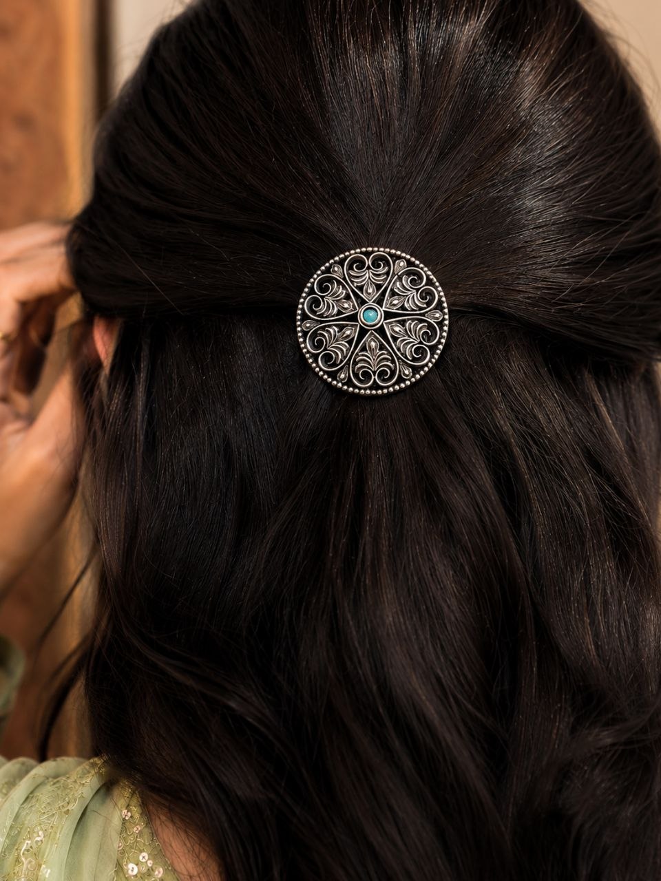 Elegant Floral Hair Accessories Oxidized Silver Hair Jewelry for Traditional Wear