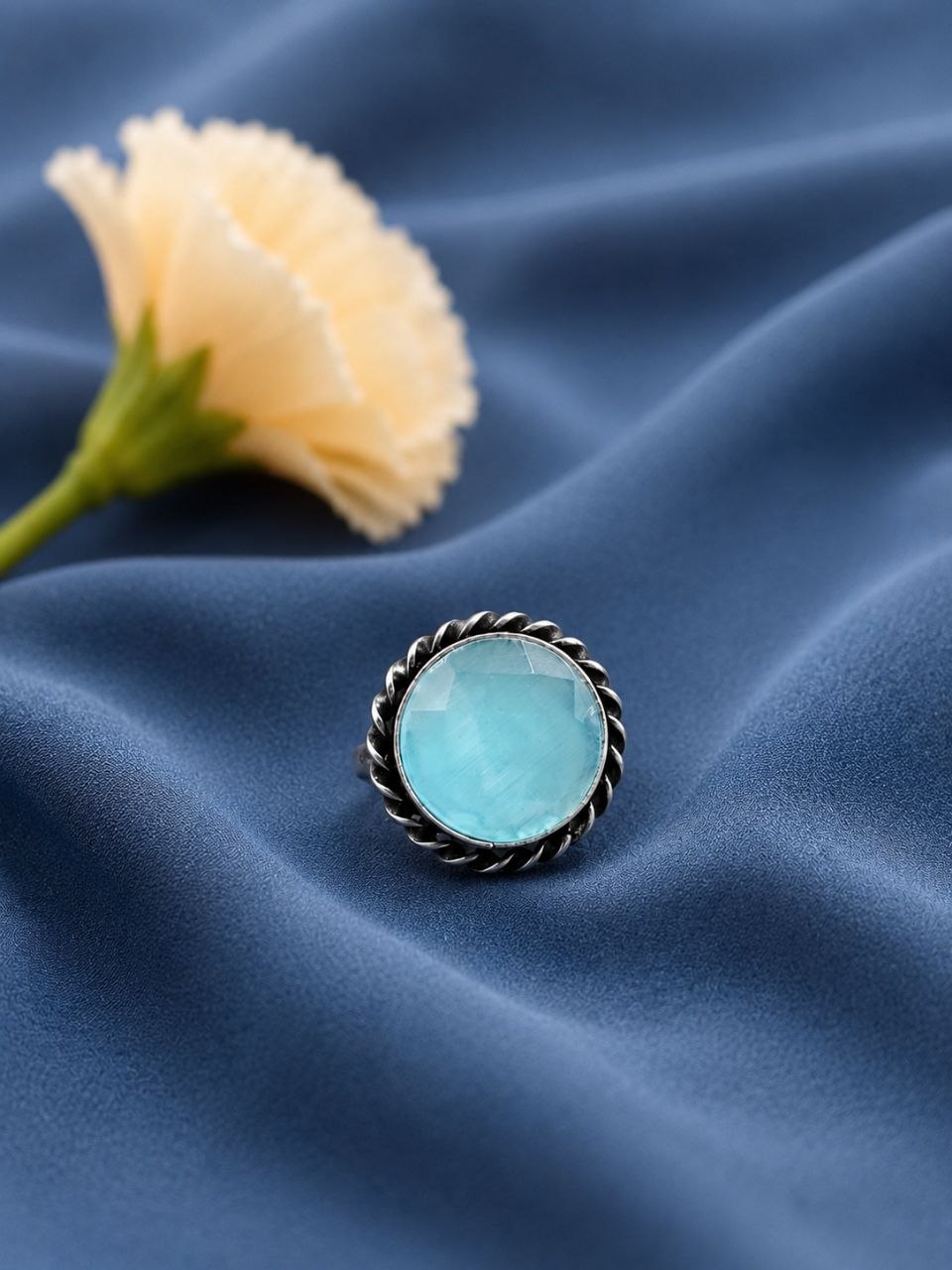 Adjustable Round Ring Oxidized Silver Adjustable Ring for Women - Image 3