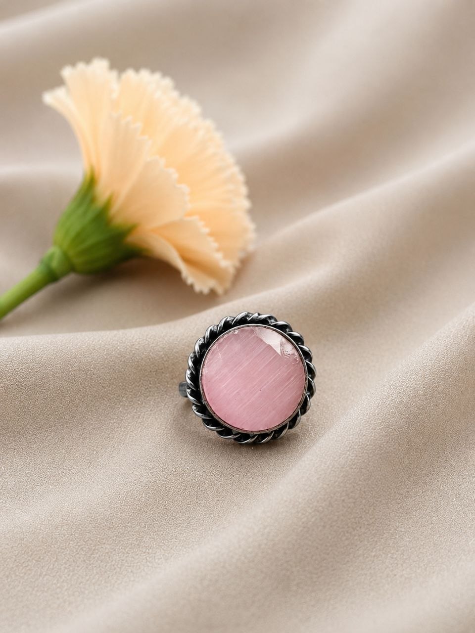 Adjustable Round Ring Oxidized Silver Adjustable Ring for Women - Image 4