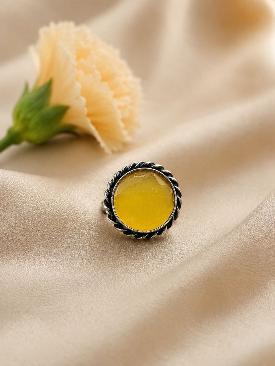 Adjustable Round Ring Oxidized Silver Adjustable Ring for Women - Image 7