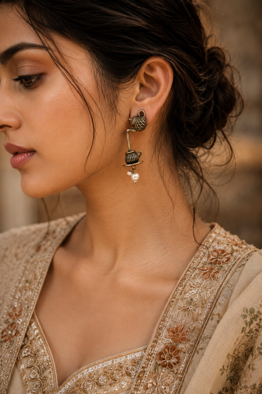 Antique Silver Earring Vintage Style Jewelry for Timeless Ethnic Look