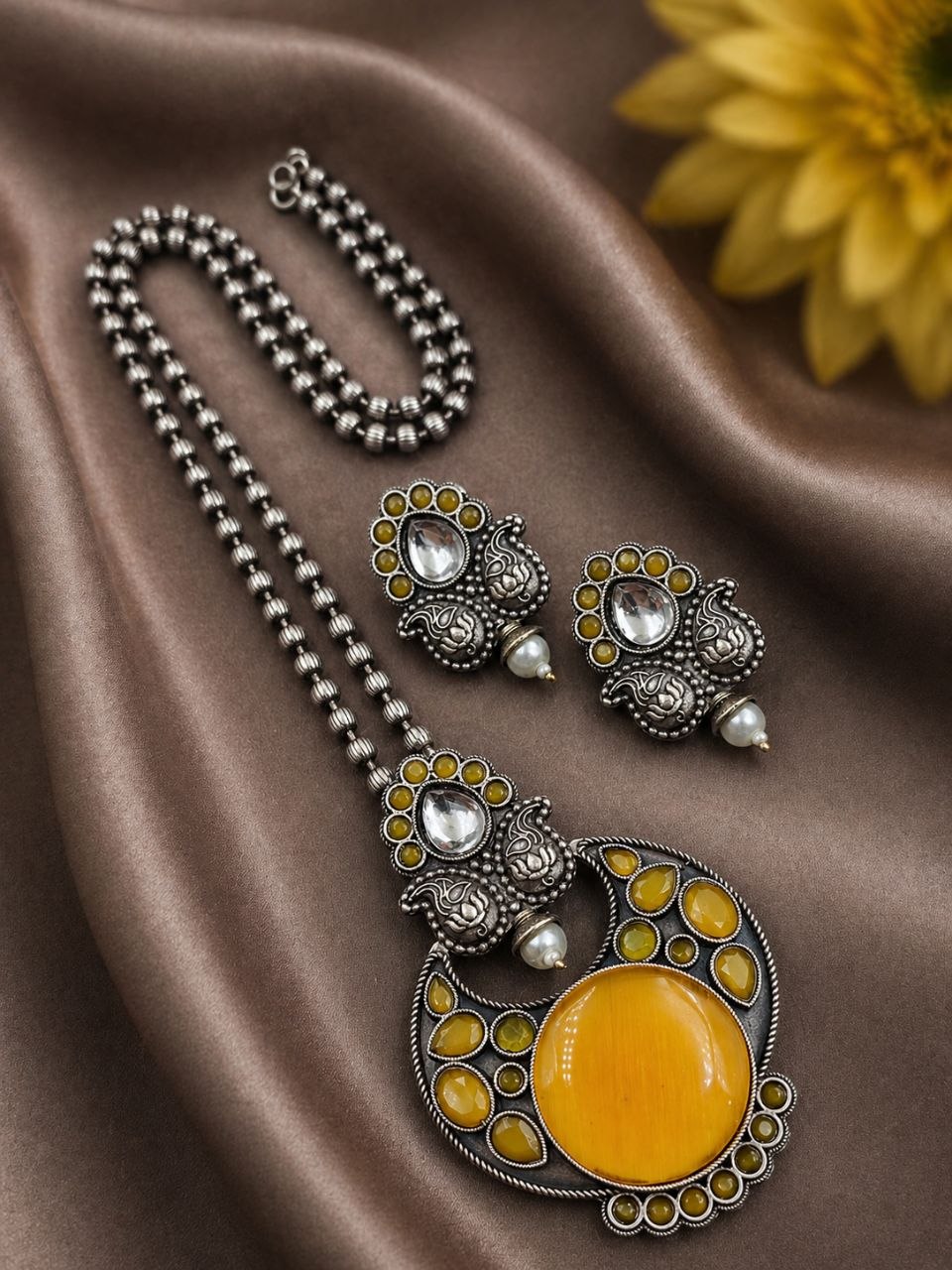 Designer Leaf Oxidized Necklace Set Traditional Jewelry for Beautiful Look - Image 9