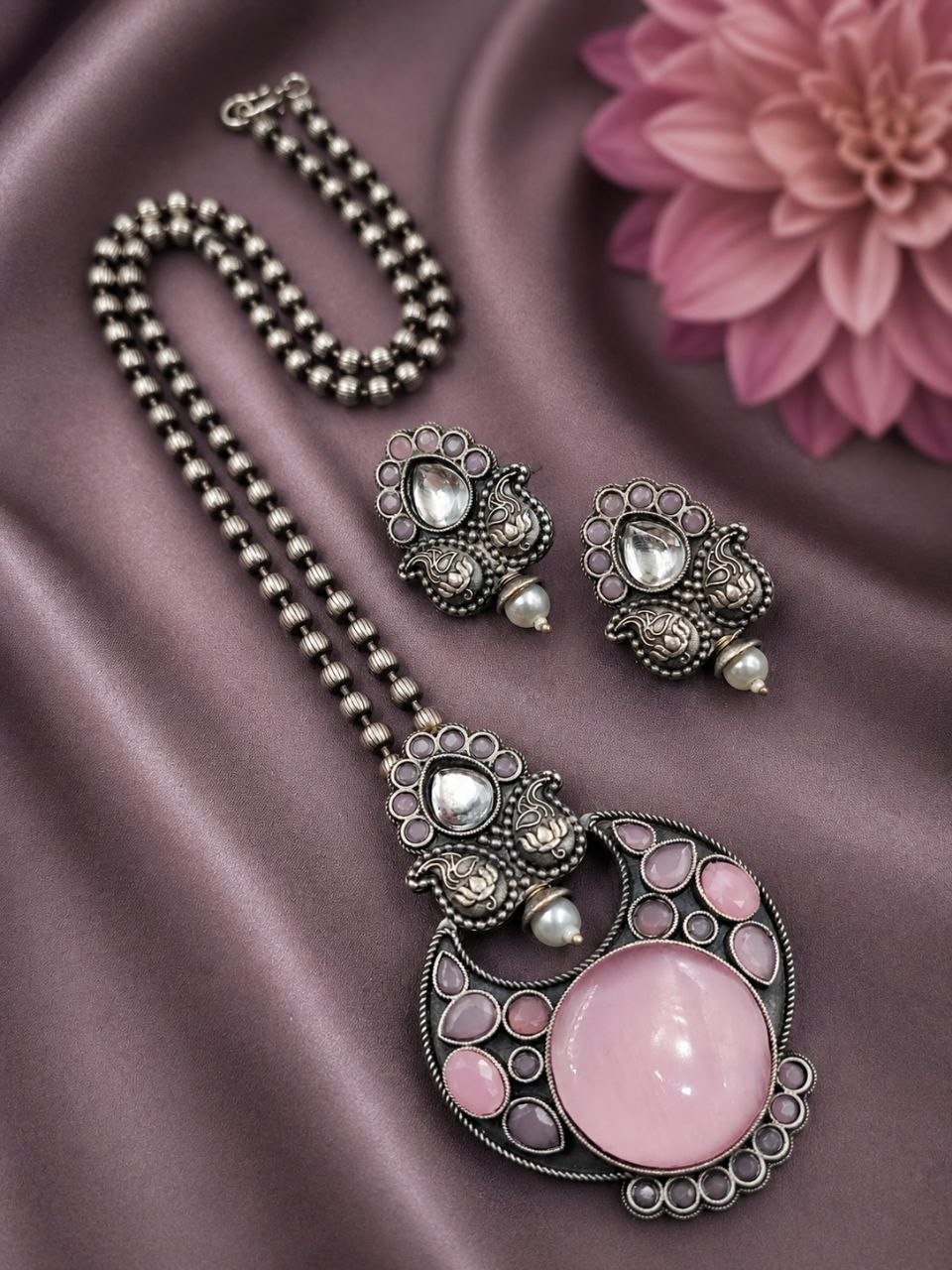 Designer Leaf Oxidized Necklace Set Traditional Jewelry for Beautiful Look - Image 8