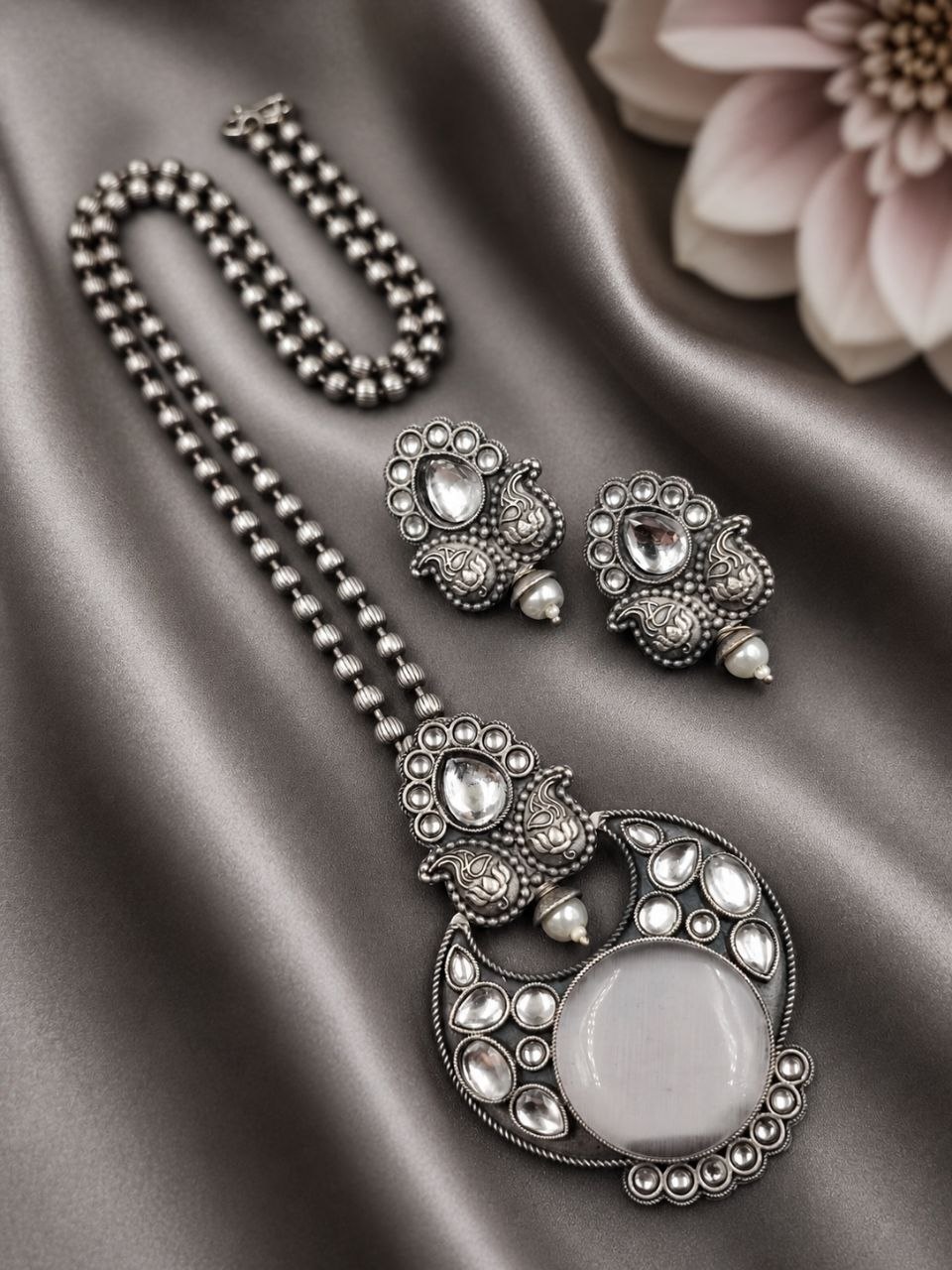 Designer Leaf Oxidized Necklace Set Traditional Jewelry for Beautiful Look - Image 7