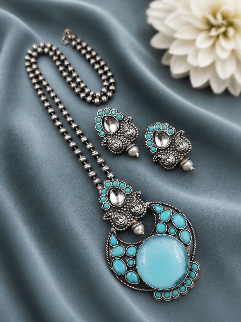 Designer Leaf Oxidized Necklace Set Traditional Jewelry for Beautiful Look - Image 4