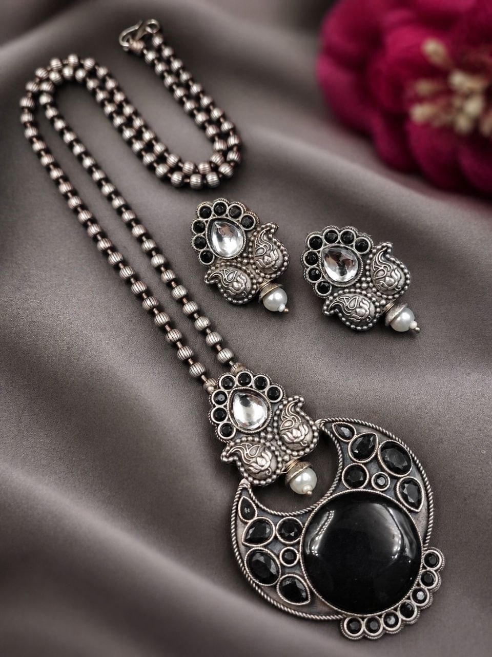 Designer Leaf Oxidized Necklace Set Traditional Jewelry for Beautiful Look