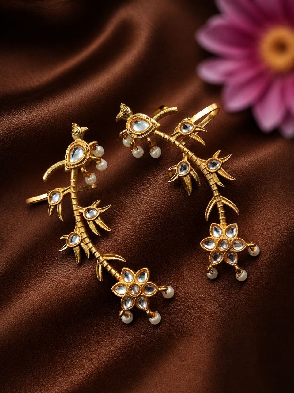 Gold Plated Earcuff Stylish Designer Jewelry for Trendy Statement Look - Image 3