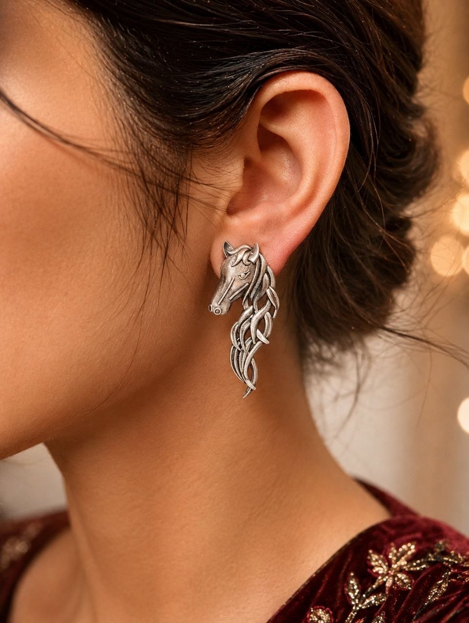 Designer Horse Stud Earring Artistic Design for Fashion Wear