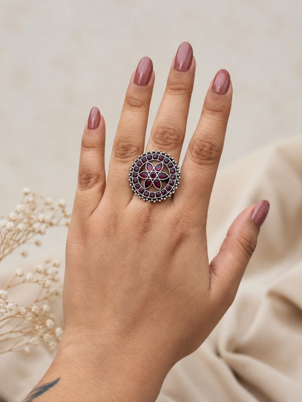Oxidized Floral Ring Vintage Design for Ethnic & Everyday Wear - Image 6