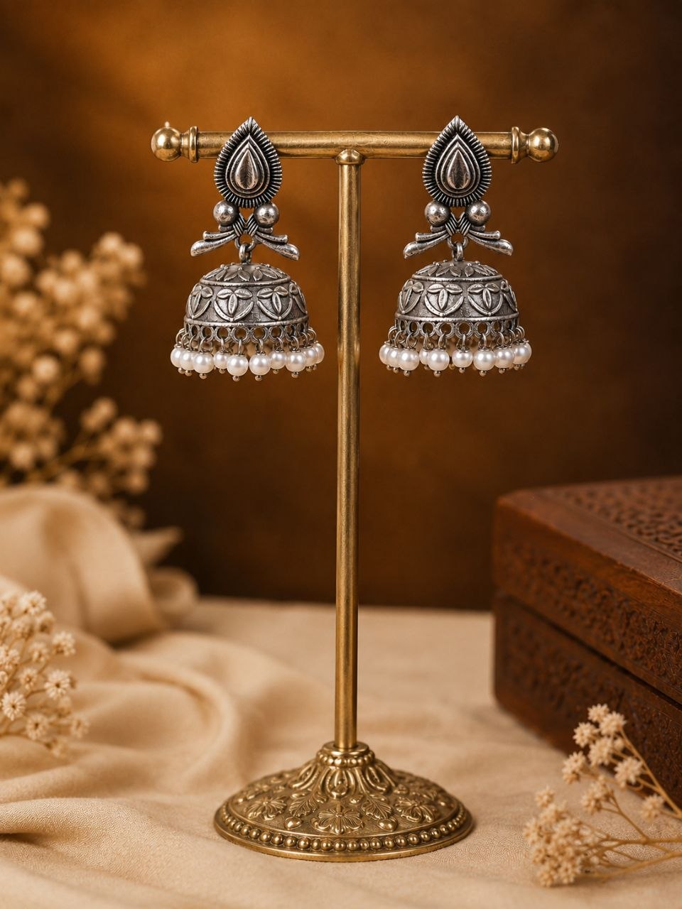 Leaf Jhumka Earring Traditional Jewelry for Festivals & Ethnic Wear - Image 2