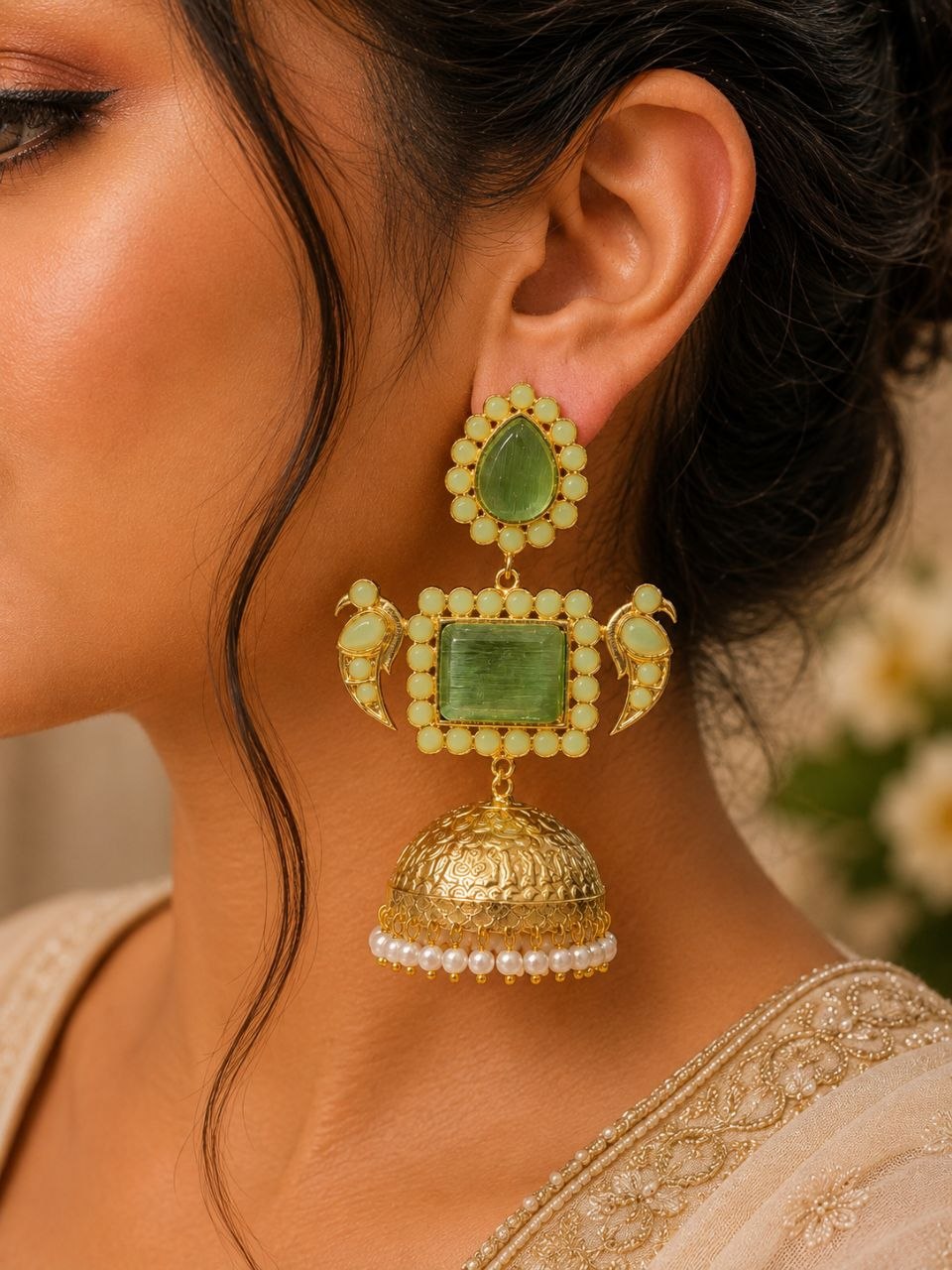 Designer Peacock Kashmiri Earring Traditional Jewelry for Weddings, Festivals & Ethnic Wear - Image 7