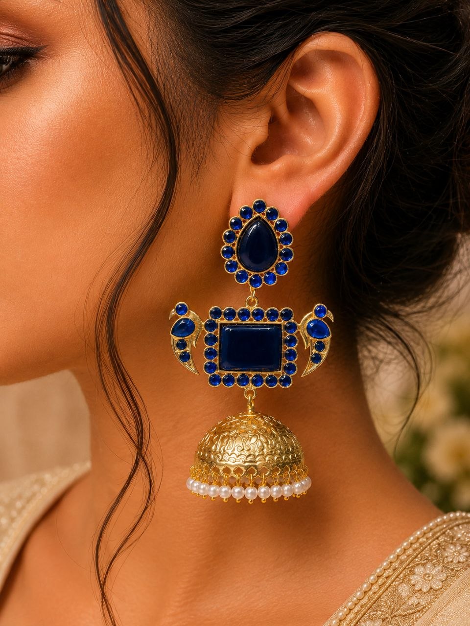 Designer Peacock Kashmiri Earring Traditional Jewelry for Weddings, Festivals & Ethnic Wear - Image 8