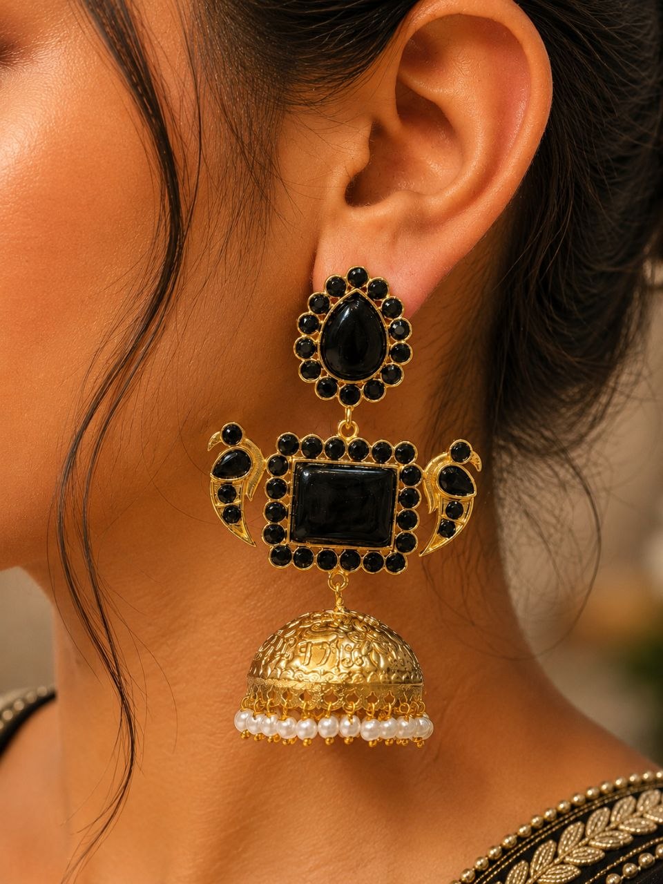 Designer Peacock Kashmiri Earring Traditional Jewelry for Weddings, Festivals & Ethnic Wear - Image 3