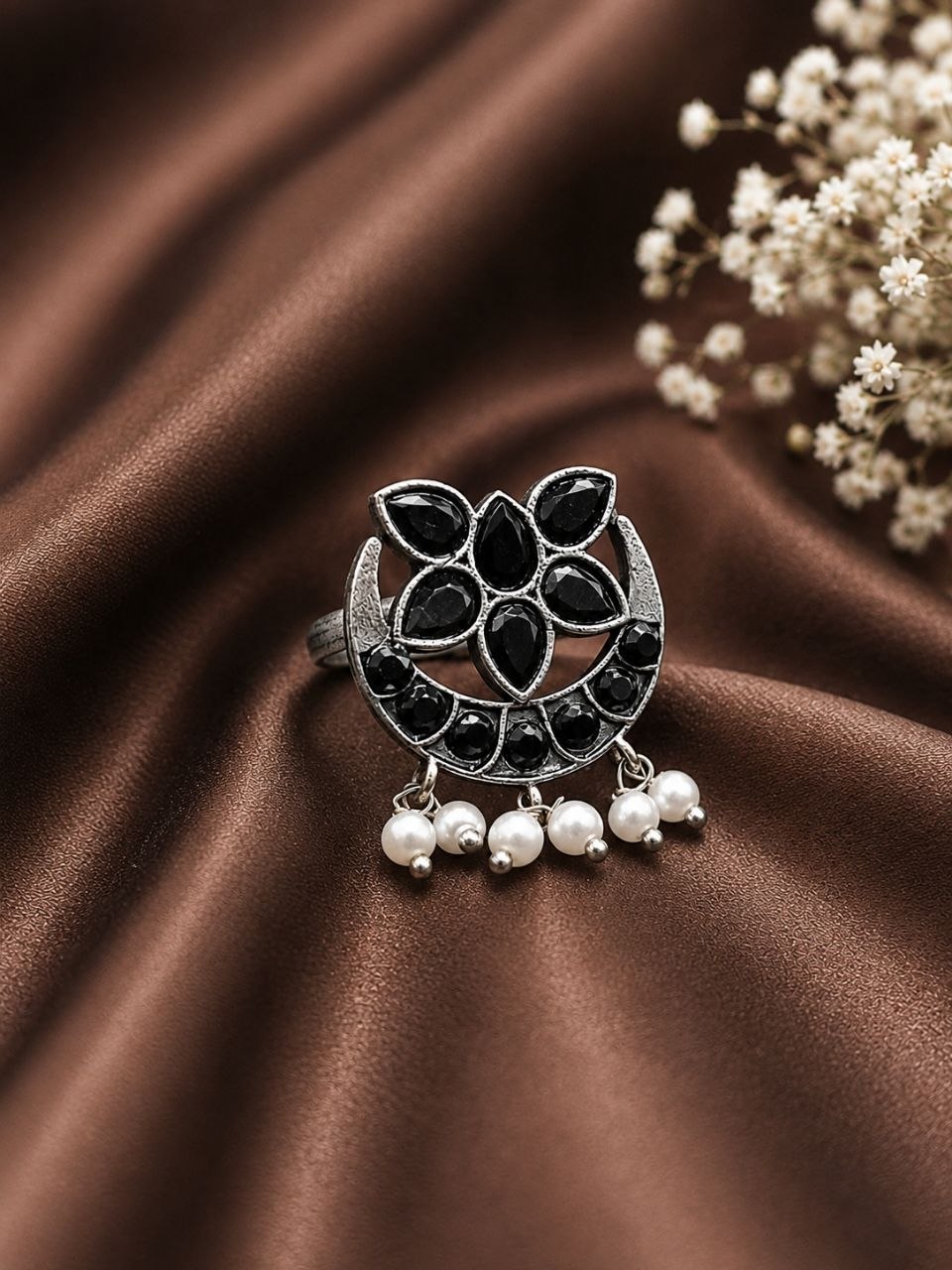 Silver Floral Ring Vintage Jewelry for Party & Festive Wear - Image 5