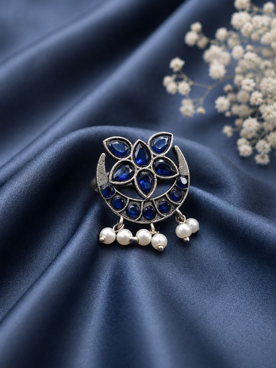 Silver Floral Ring Vintage Jewelry for Party & Festive Wear - Image 4