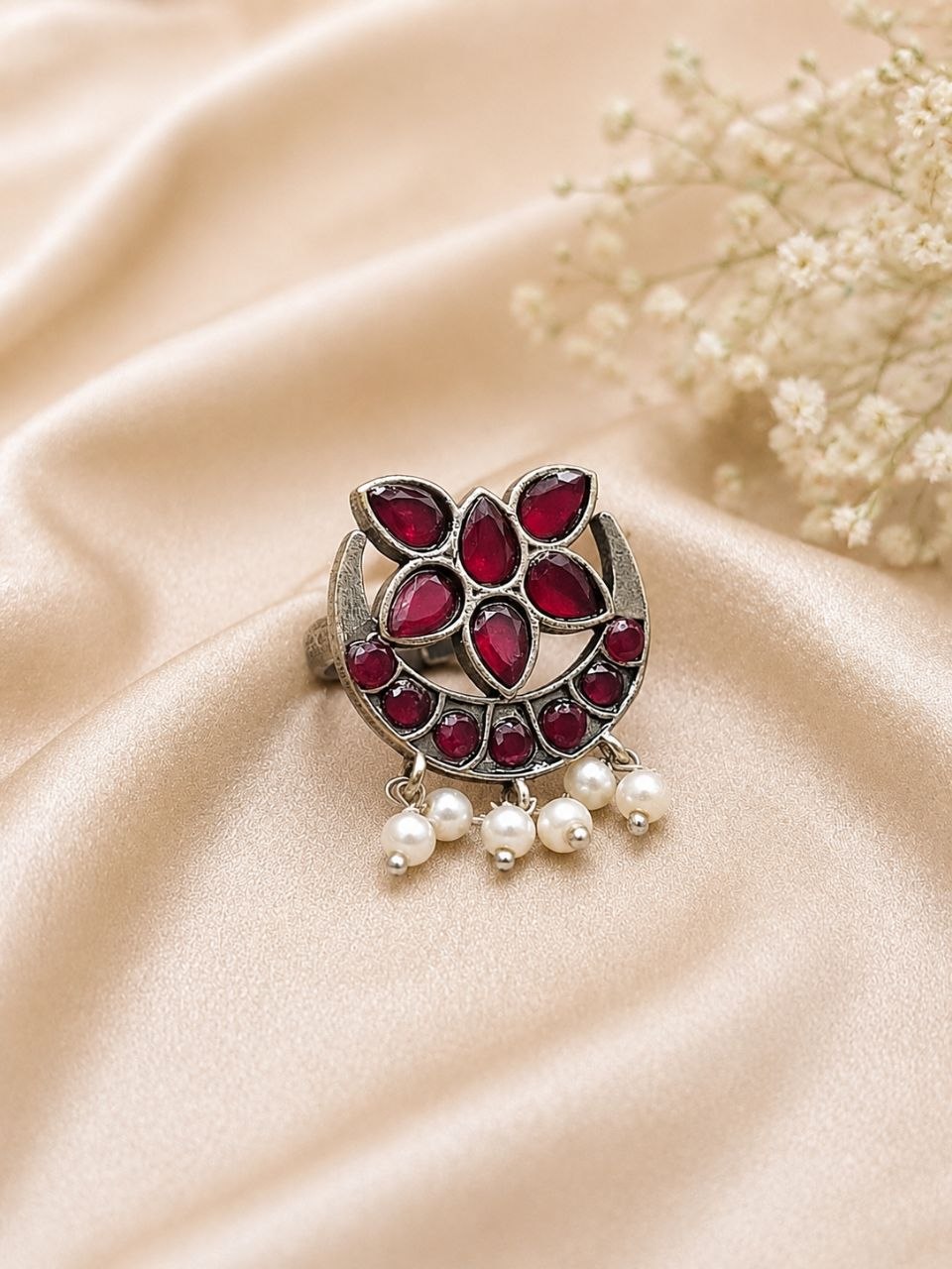 Silver Floral Ring Vintage Jewelry for Party & Festive Wear - Image 10