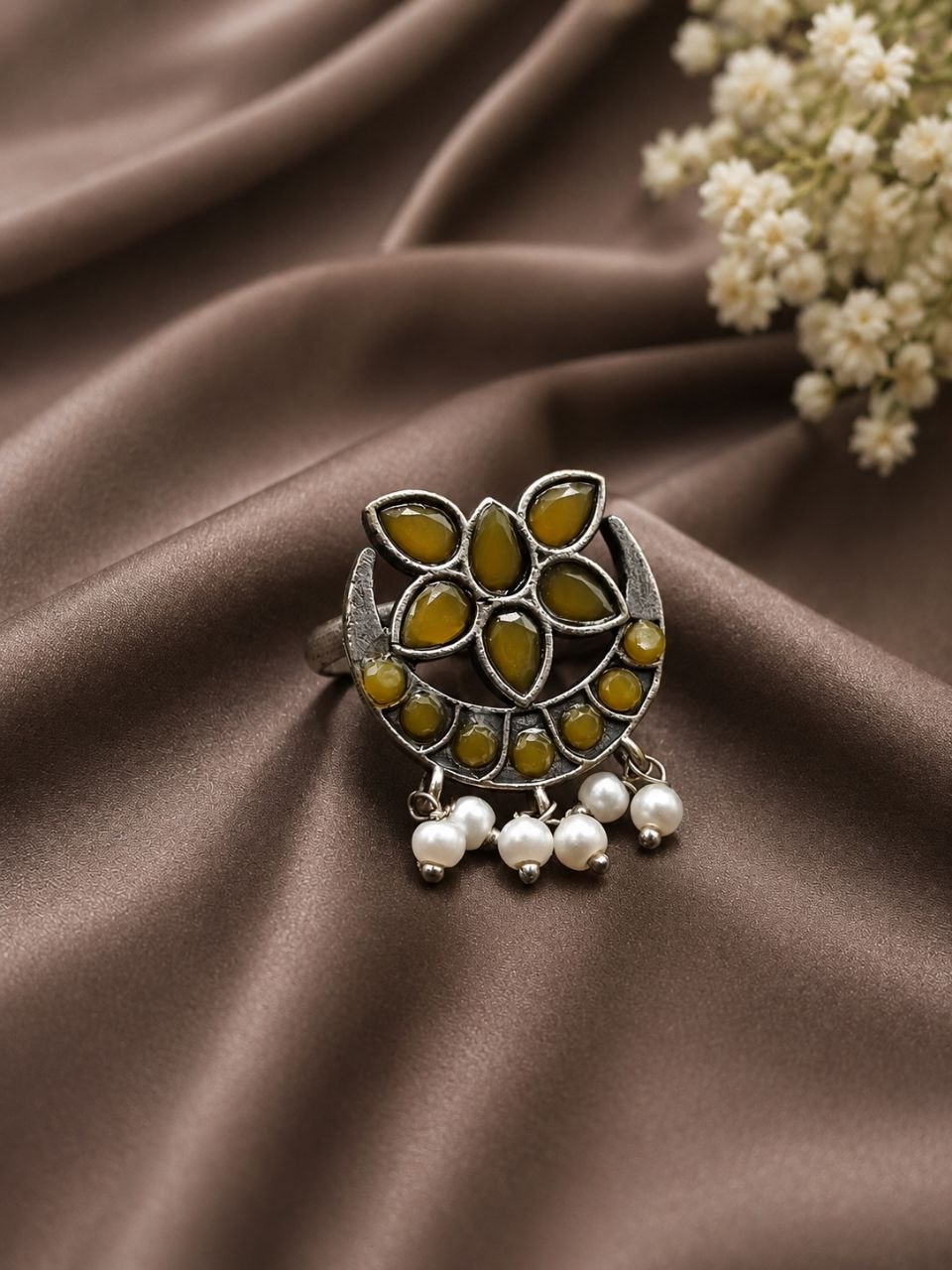 Silver Floral Ring Vintage Jewelry for Party & Festive Wear - Image 8
