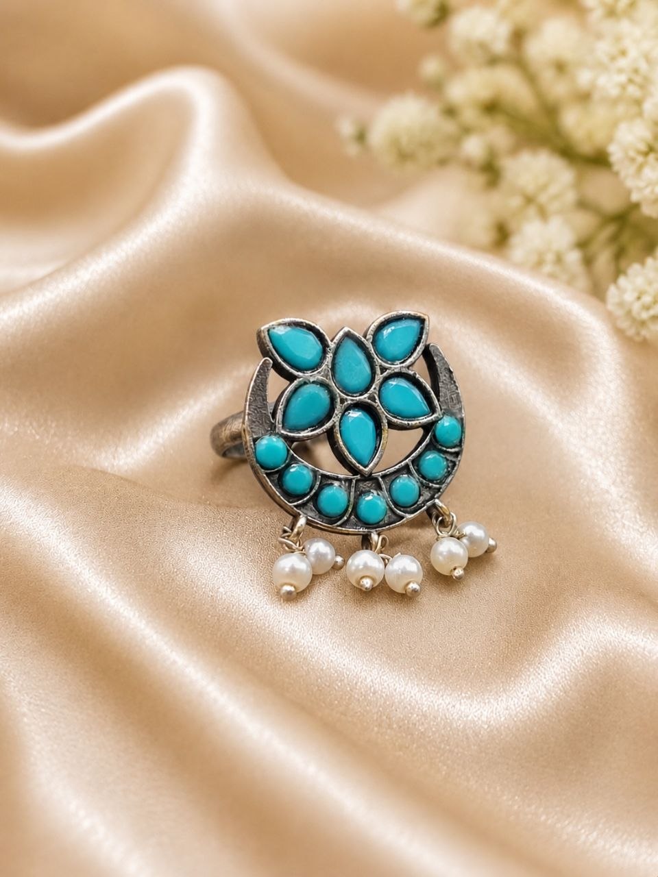 Silver Floral Ring Vintage Jewelry for Party & Festive Wear - Image 7