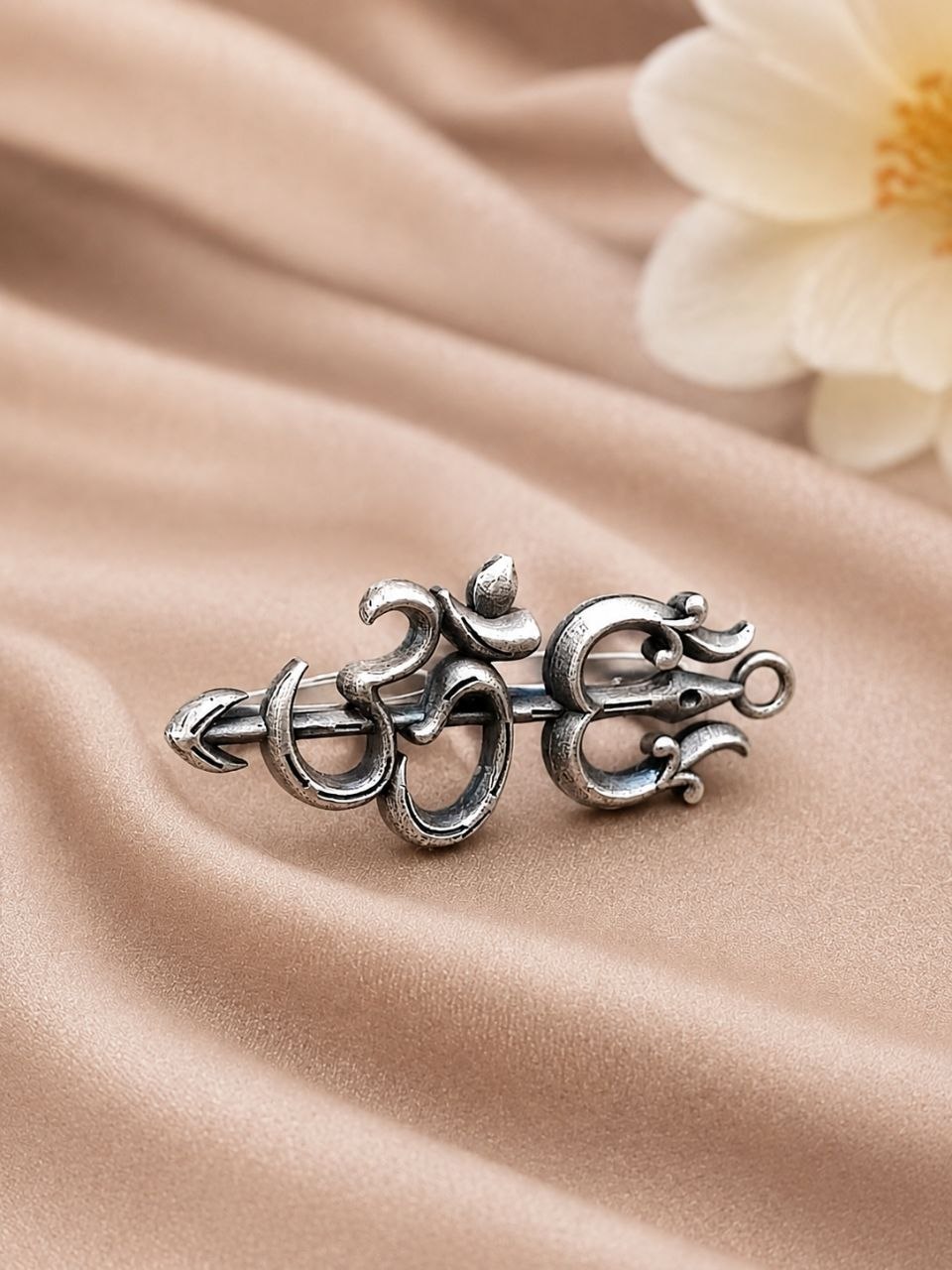 Oxidized Om Ring Adjustable Traditional Silver Ring for Women - Image 4