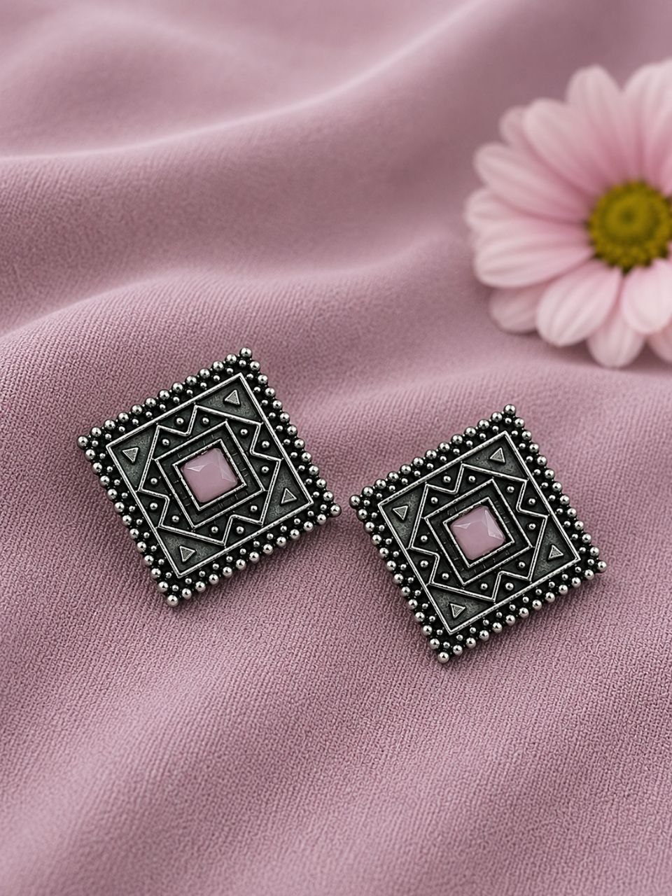 Antique Oxidised Square Stud ?Stunning Earrings for Elegant Modern Traditional Looks - Image 8
