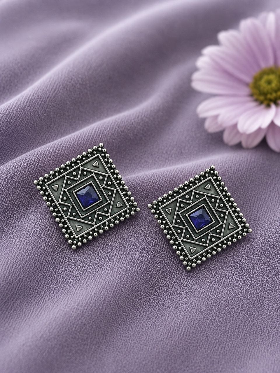 Antique Oxidised Square Stud ?Stunning Earrings for Elegant Modern Traditional Looks - Image 7