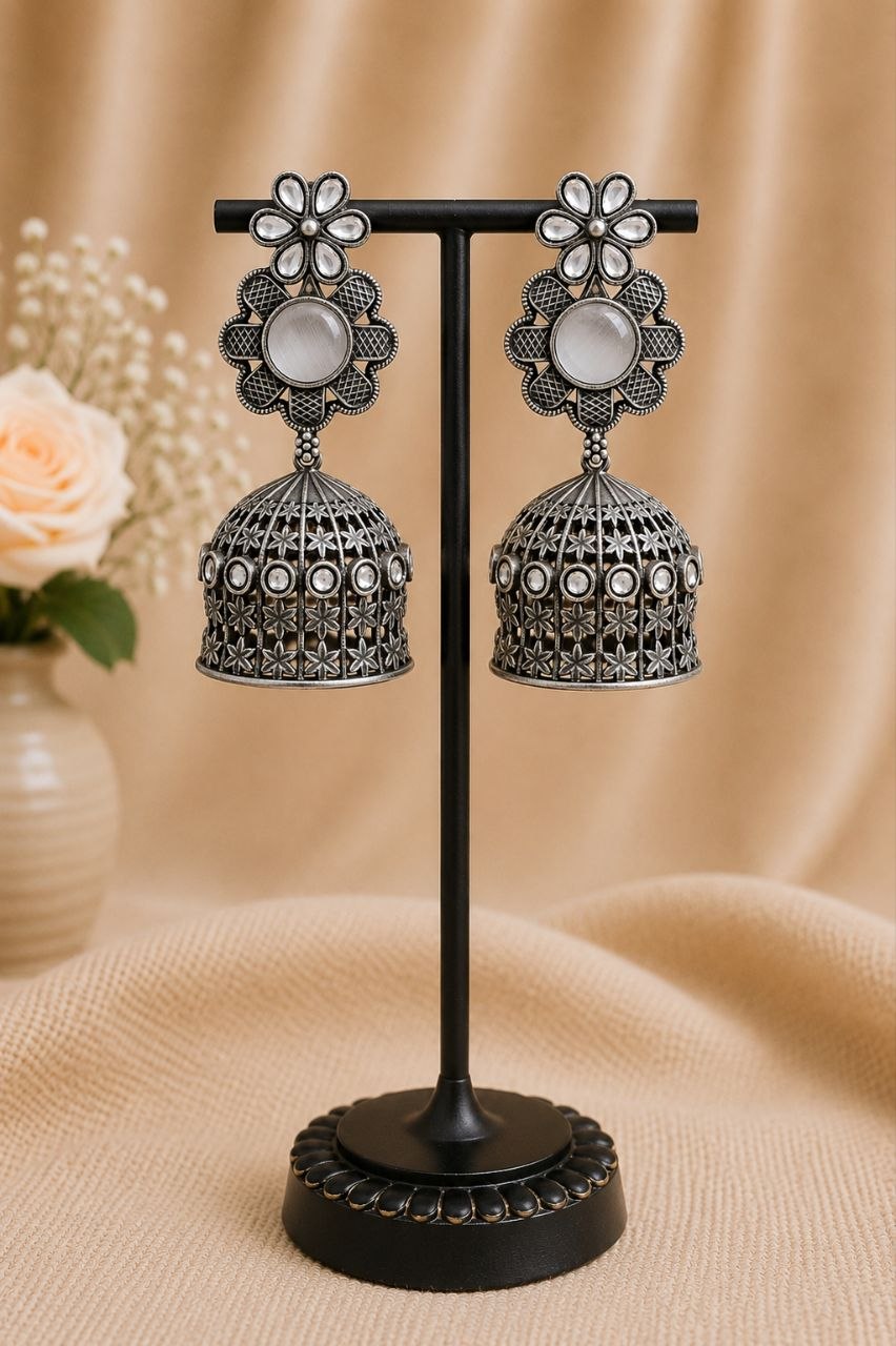 Antique Floral Jhumka β Stunning Traditional Design for Graceful Festive Looks - Image 9
