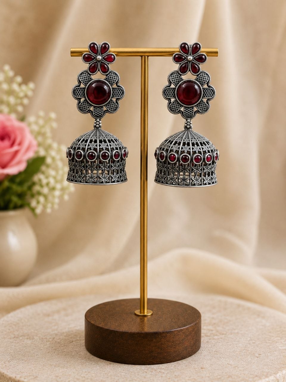 Antique Floral Jhumka β Stunning Traditional Design for Graceful Festive Looks - Image 3