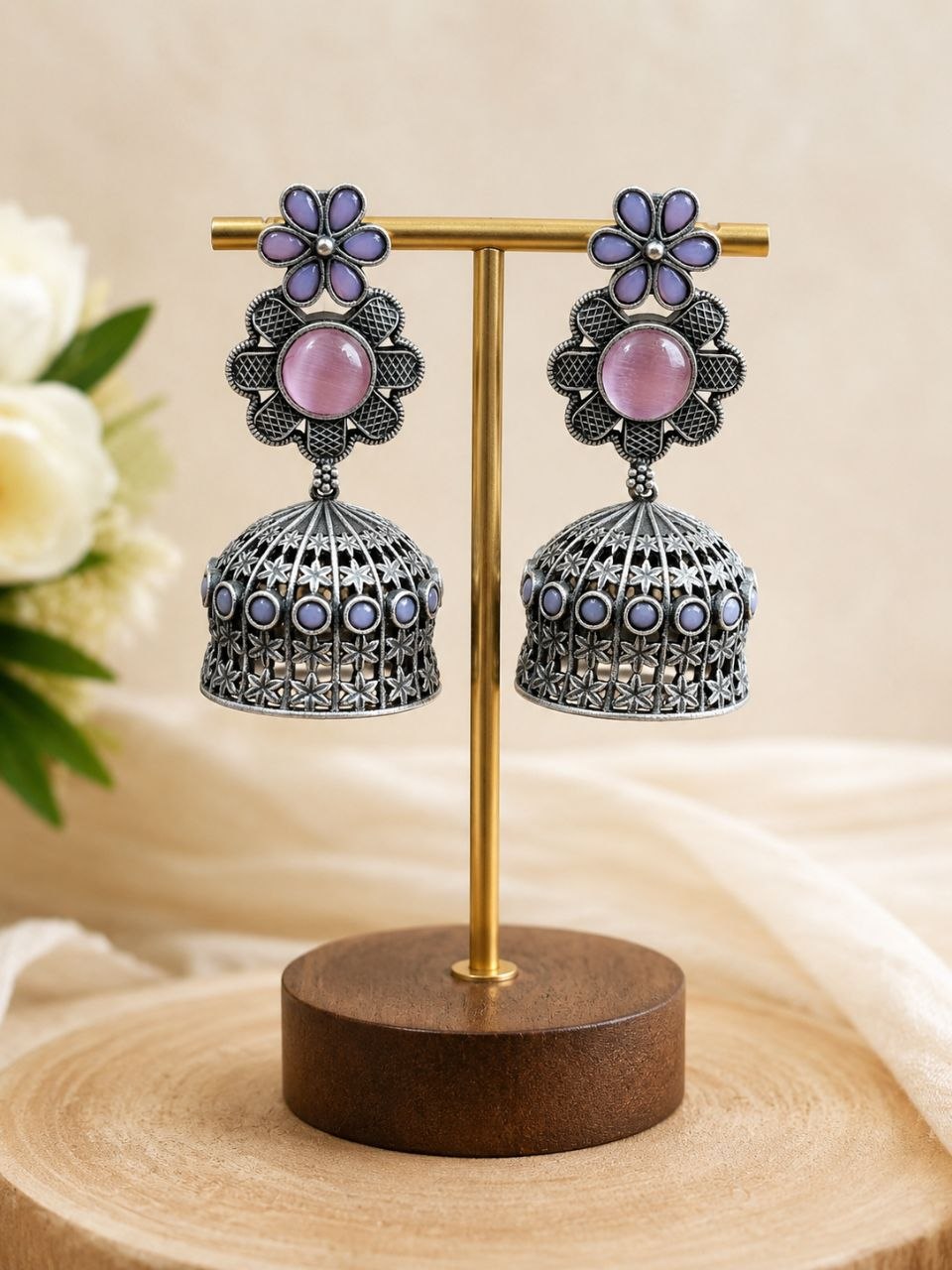 Antique Floral Jhumka β Stunning Traditional Design for Graceful Festive Looks - Image 2