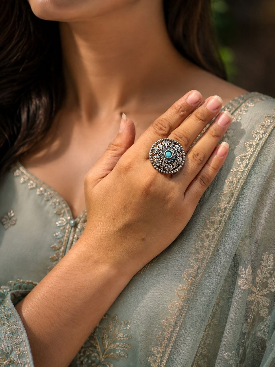Silver Traditional Ring ?Exquisite Ethnic Design for Graceful Styling