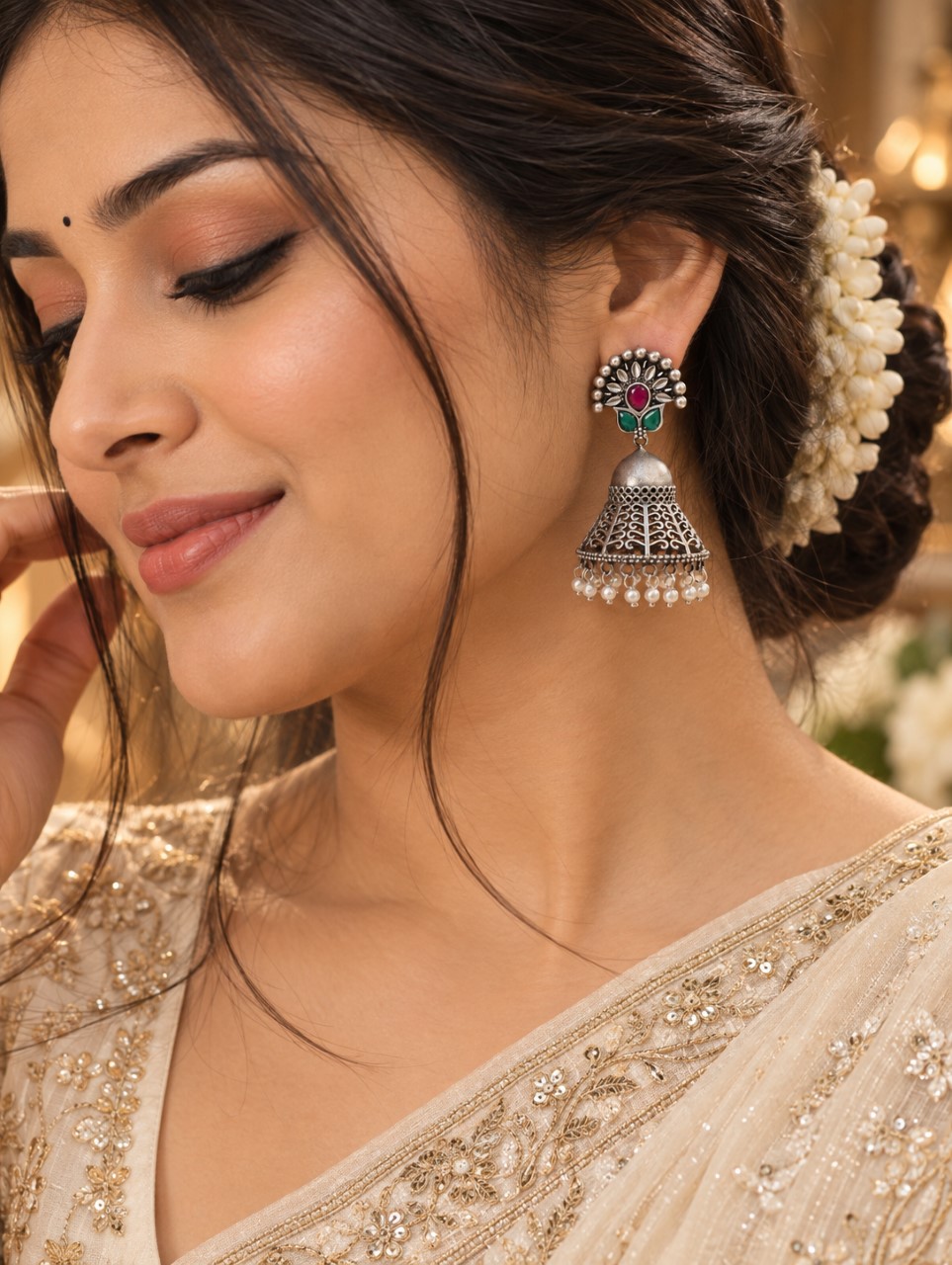 Stunning leaf jhumka earring traditional brass jewelry for women