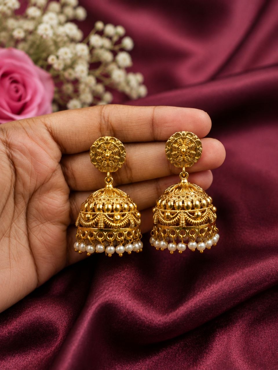 Traditional Gold Plated Jhumka Earring β Stunning Ethnic Elegance for Every Occasion - Image 3