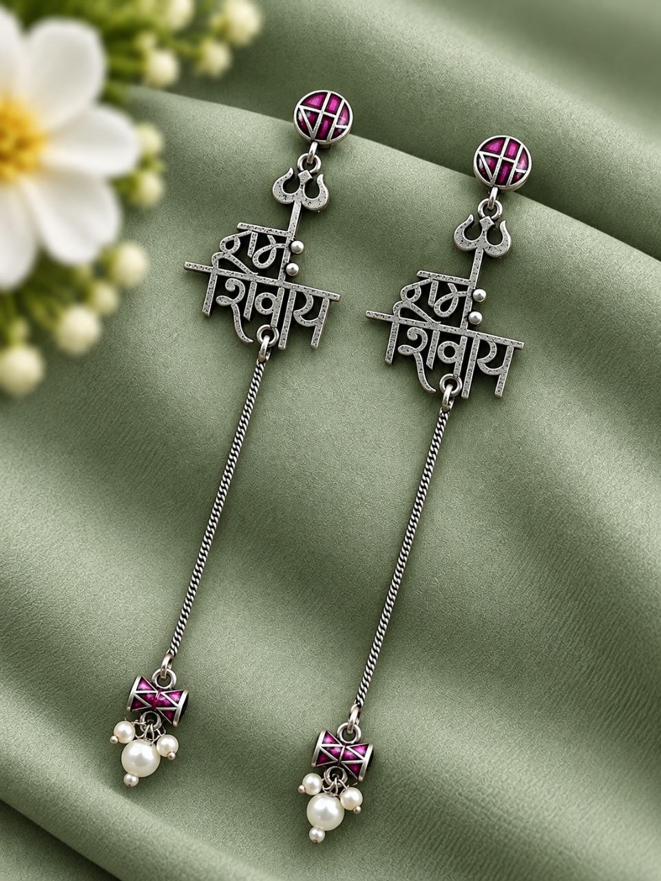 Exquisite Spiritual Silver Trishul Earring for Graceful Traditional Looks - Image 7