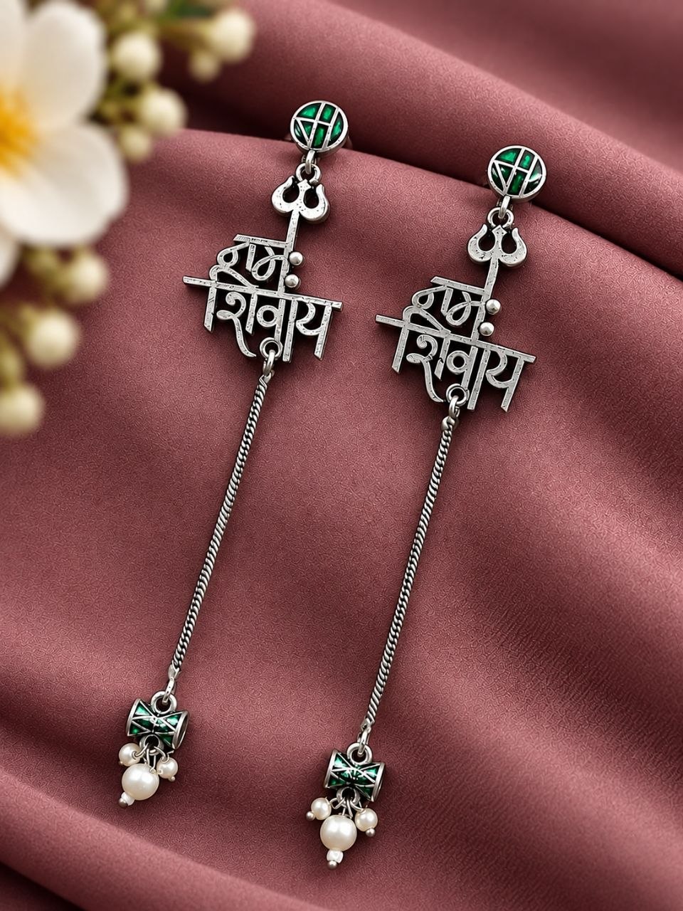 Exquisite Spiritual Silver Trishul Earring for Graceful Traditional Looks - Image 4