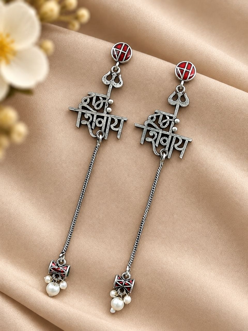 Exquisite Spiritual Silver Trishul Earring for Graceful Traditional Looks - Image 3