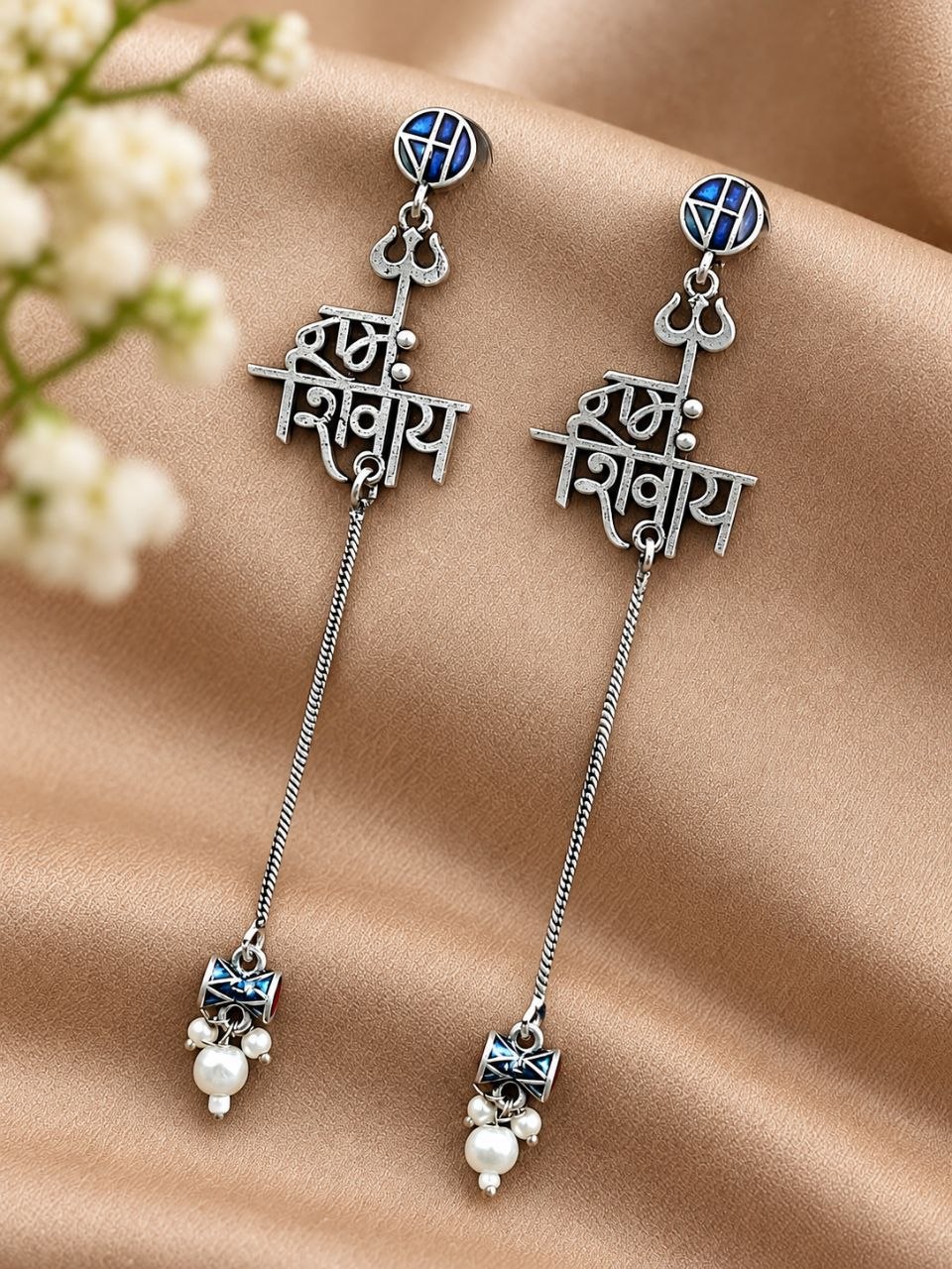 Exquisite Spiritual Silver Trishul Earring for Graceful Traditional Looks - Image 2
