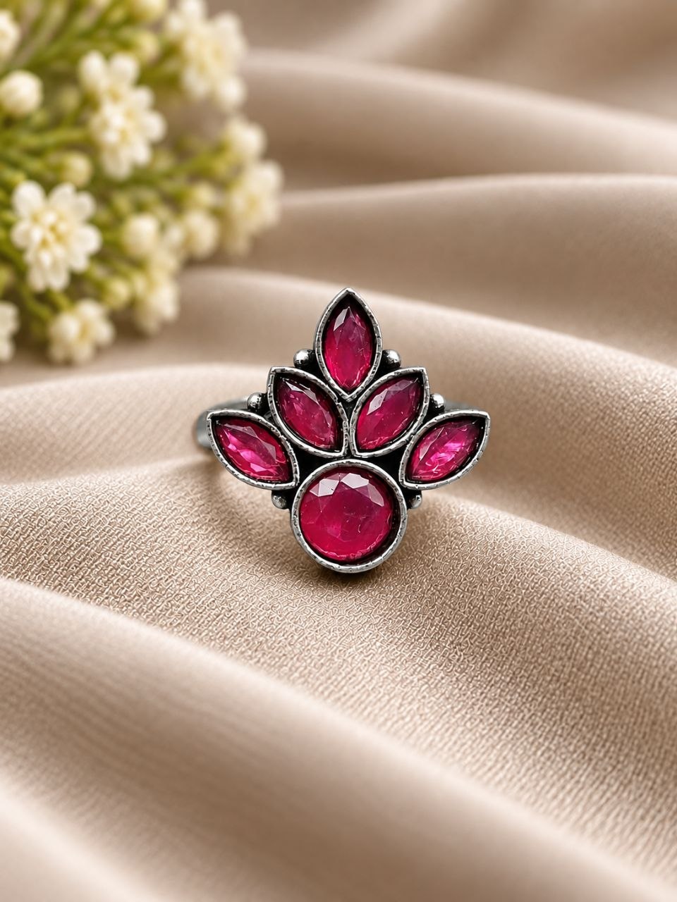 Oxidized Silver Flower Ring ? Stunning Design for Ethnic Look - Image 7