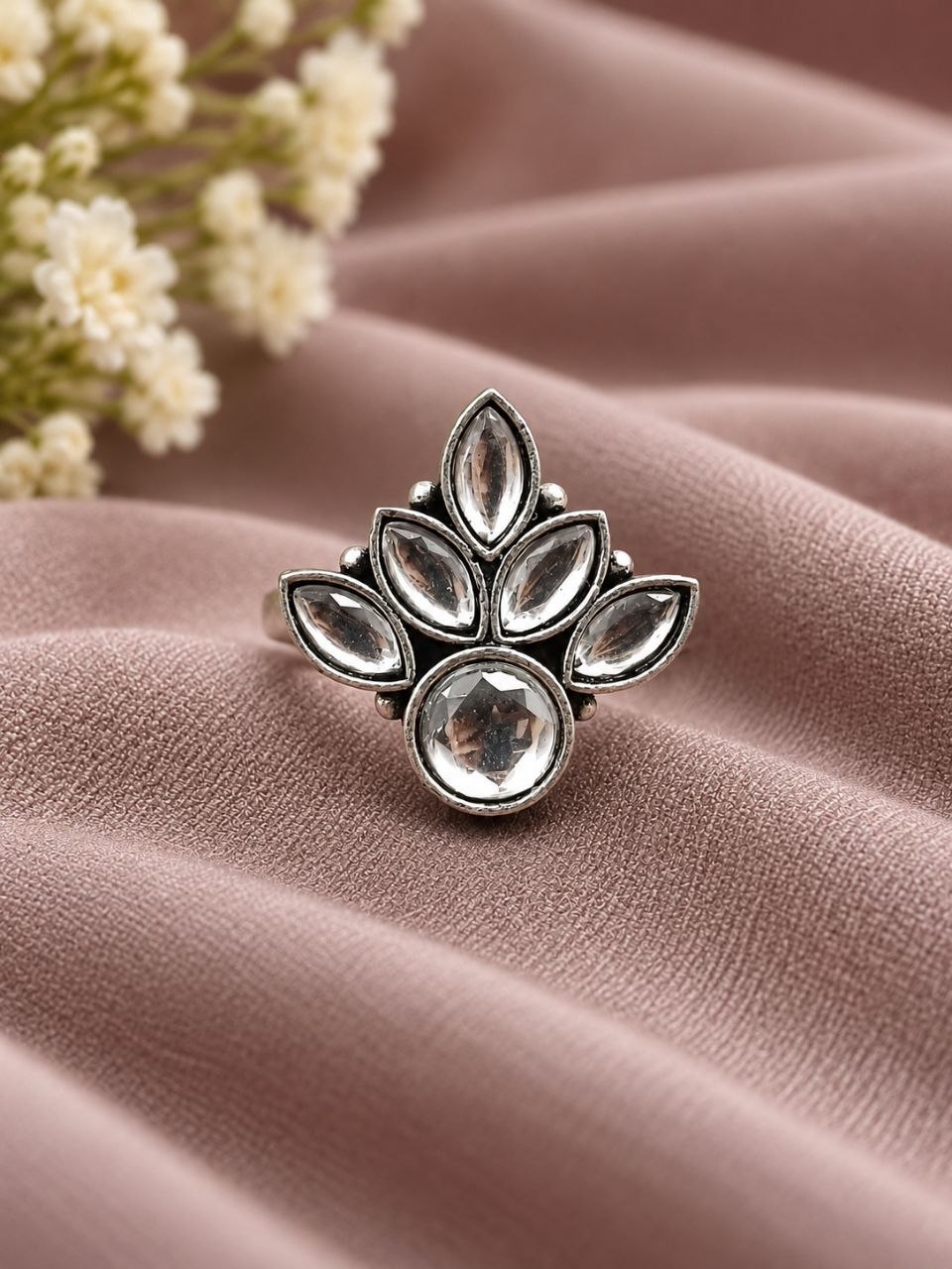 Oxidized Silver Flower Ring ? Stunning Design for Ethnic Look - Image 5