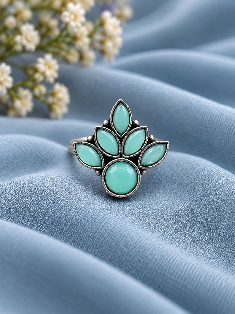 Oxidized Silver Flower Ring ? Stunning Design for Ethnic Look - Image 4
