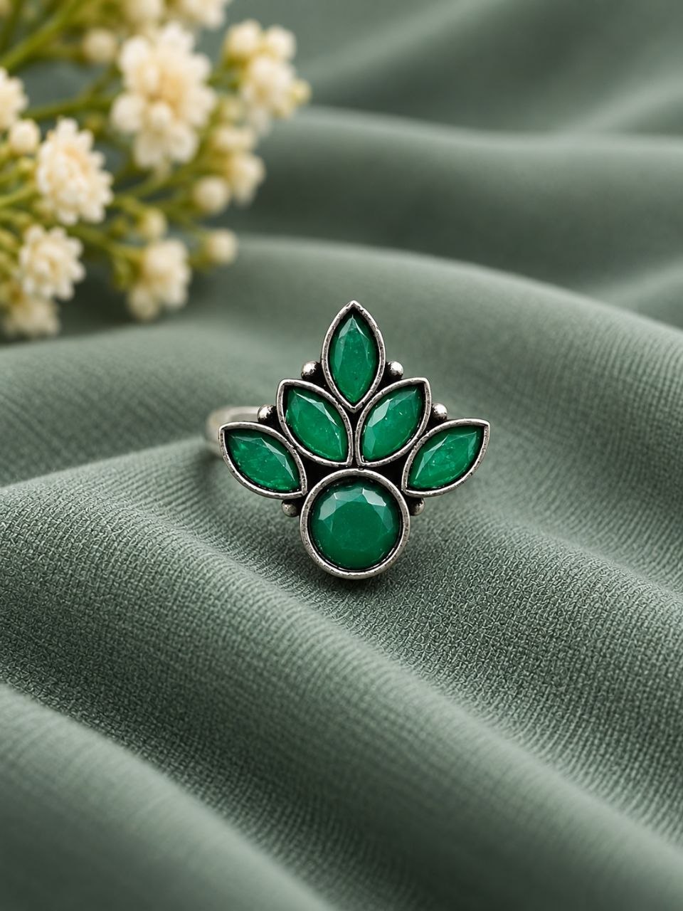 Oxidized Silver Flower Ring ? Stunning Design for Ethnic Look - Image 3
