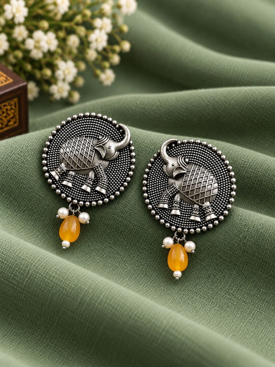 Oxidized Elephant Stud Earring for Elegant Ethnic and Special Occasion - Image 5