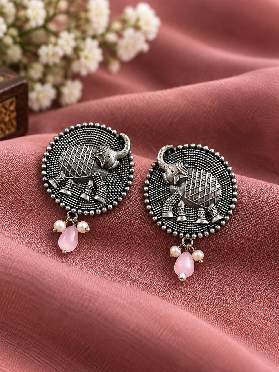 Oxidized Elephant Stud Earring for Elegant Ethnic and Special Occasion - Image 2