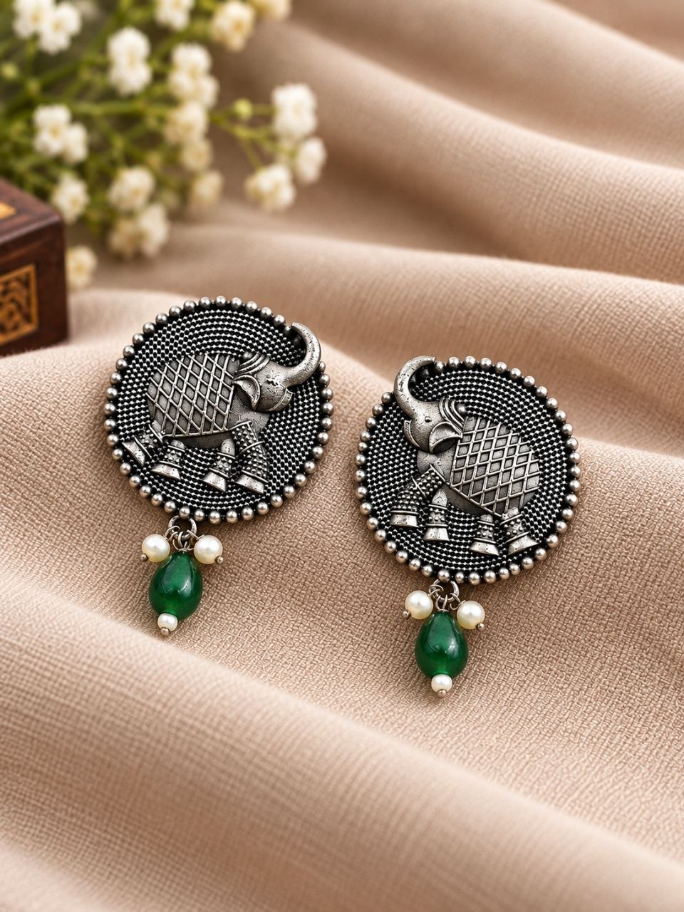 Oxidized Elephant Stud Earring for Elegant Ethnic and Special Occasion - Image 3