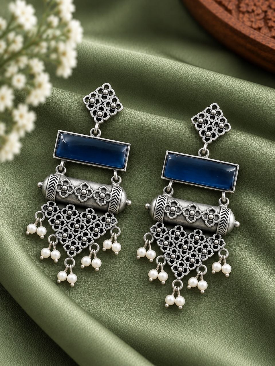 Oxidized Dangler Floral Earring ? Gorgeous Traditional Design for Ethnic Look - Image 8