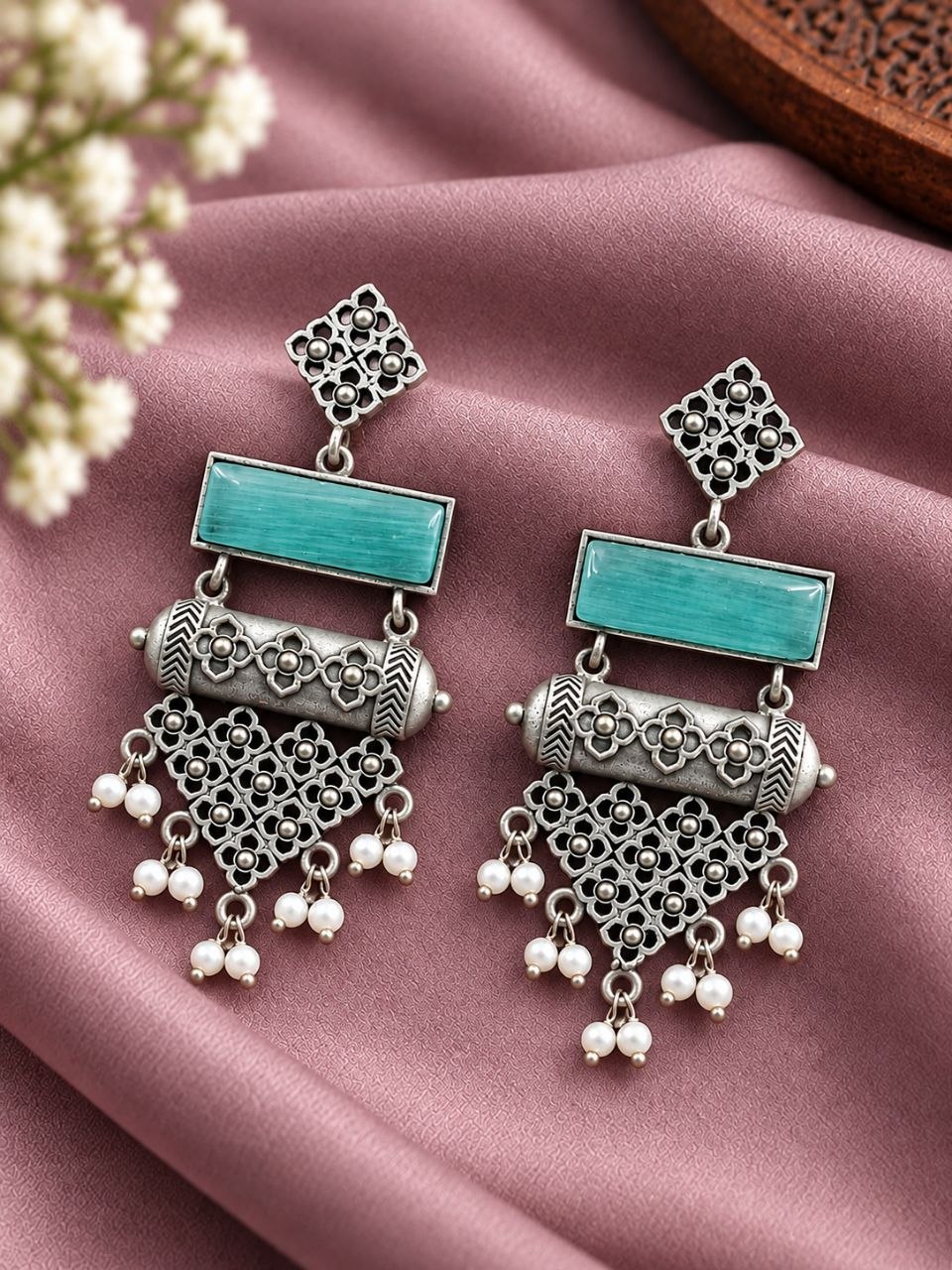 Oxidized Dangler Floral Earring ? Gorgeous Traditional Design for Ethnic Look - Image 7