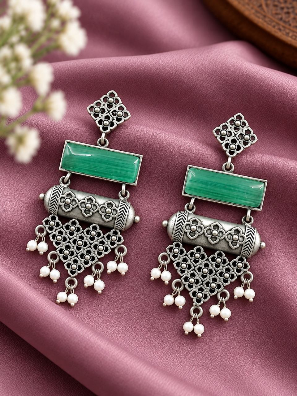 Oxidized Dangler Floral Earring ? Gorgeous Traditional Design for Ethnic Look - Image 5