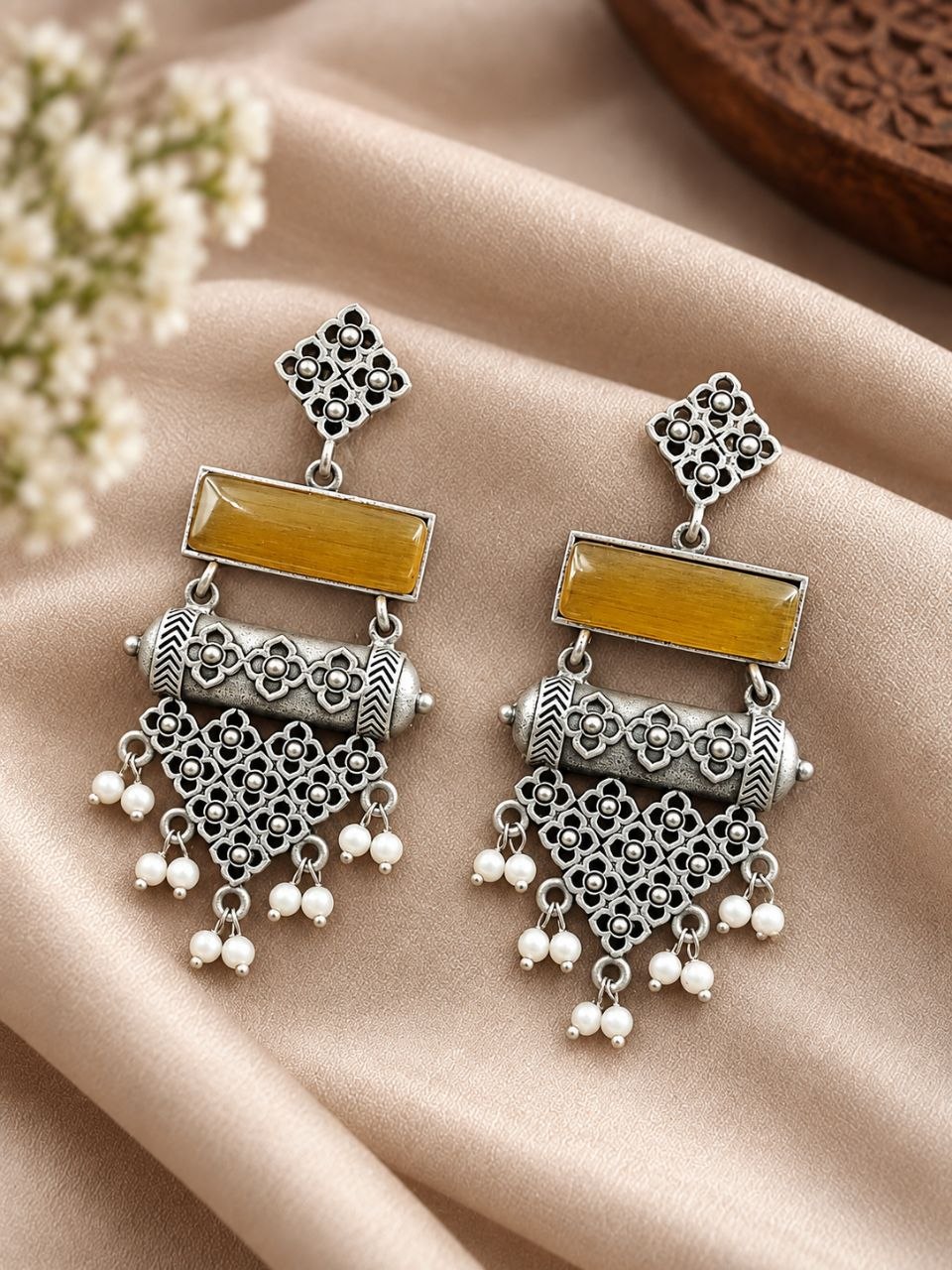Oxidized Dangler Floral Earring ? Gorgeous Traditional Design for Ethnic Look - Image 6