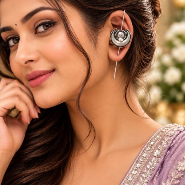 Traditional Oxidized Moon Earcuff Elegant Ethnic Jewellery