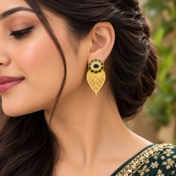 Gold Plated Leaf Earring with elegant leaf design and premium golden finish