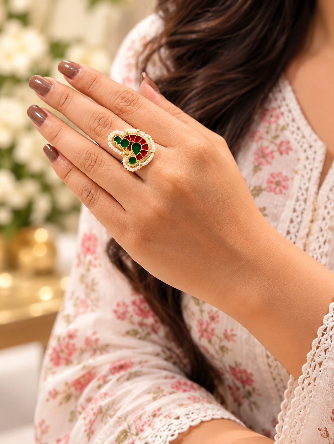 Gold Plated Peacock Ring with intricate peacock design and elegant golden finish