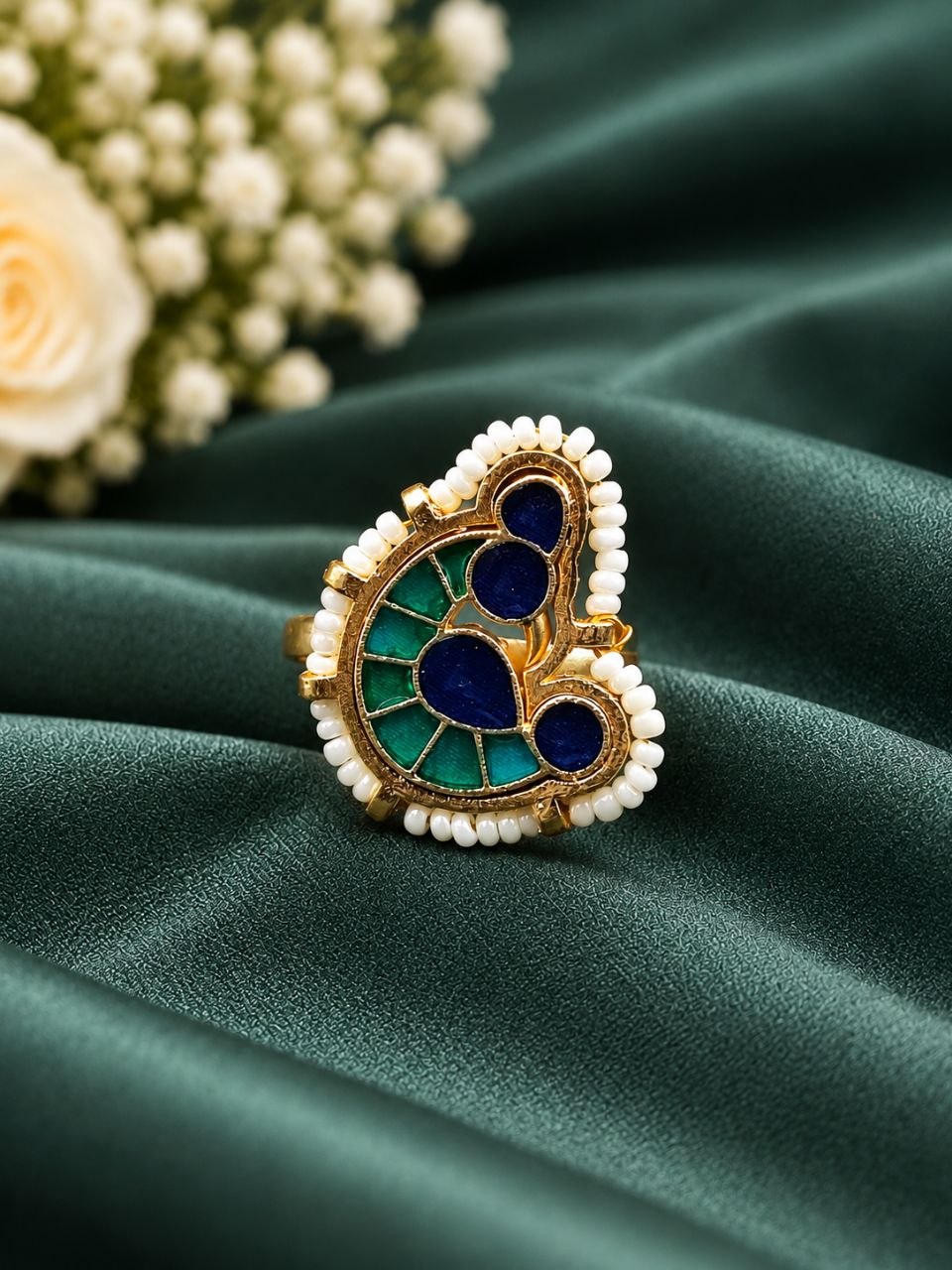 Gold Plated Peacock Ring brass traditional jewelry with premium polish